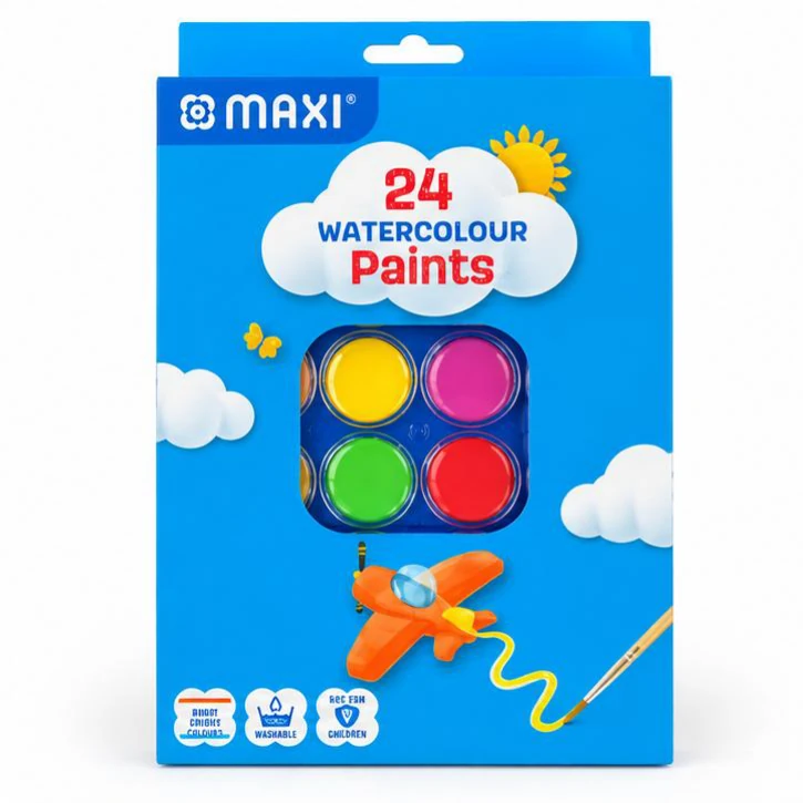 MAXI Watercolour Paints - 24 Colours
