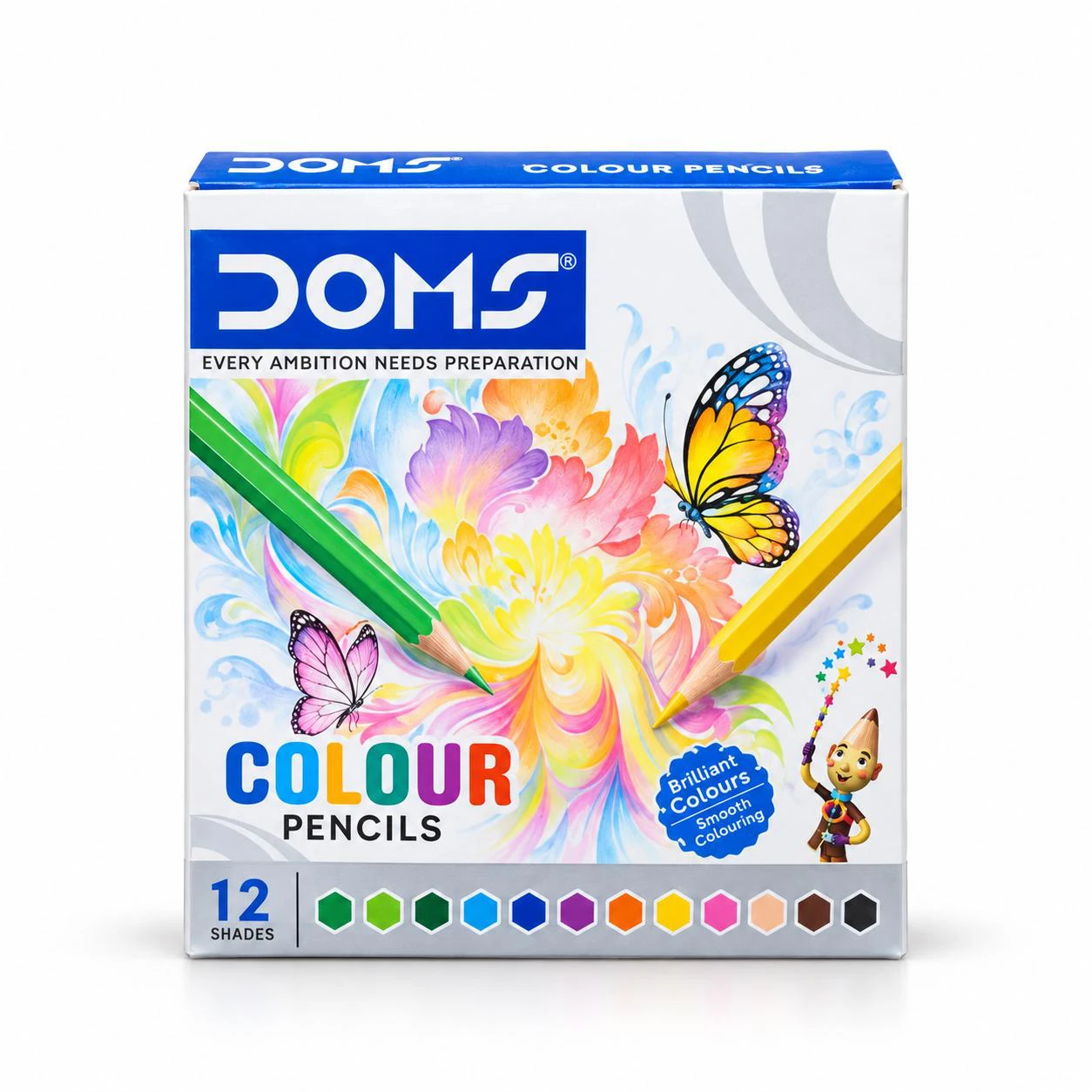 DOMS Colour Pencils - 12 Colours, Short Pack