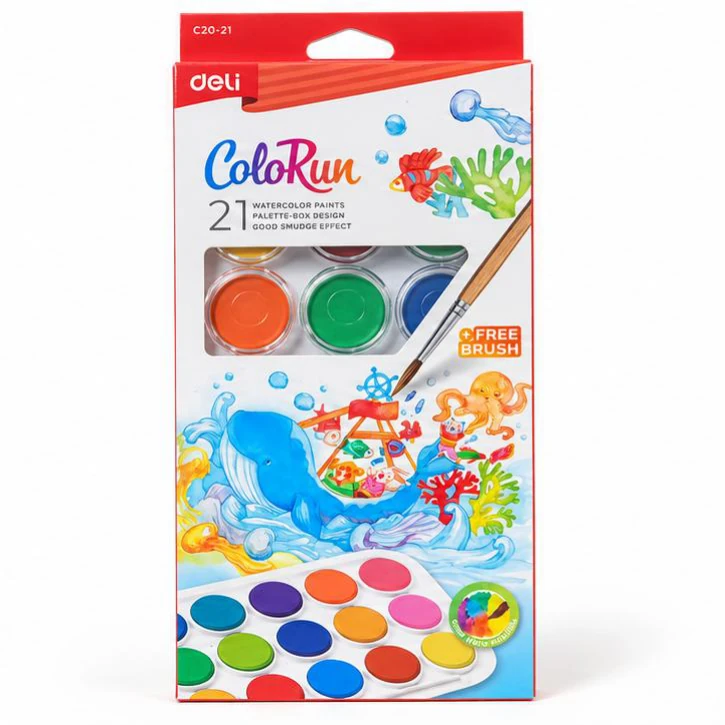 Deli ColoRun Watercolour Paints - 21 Colours