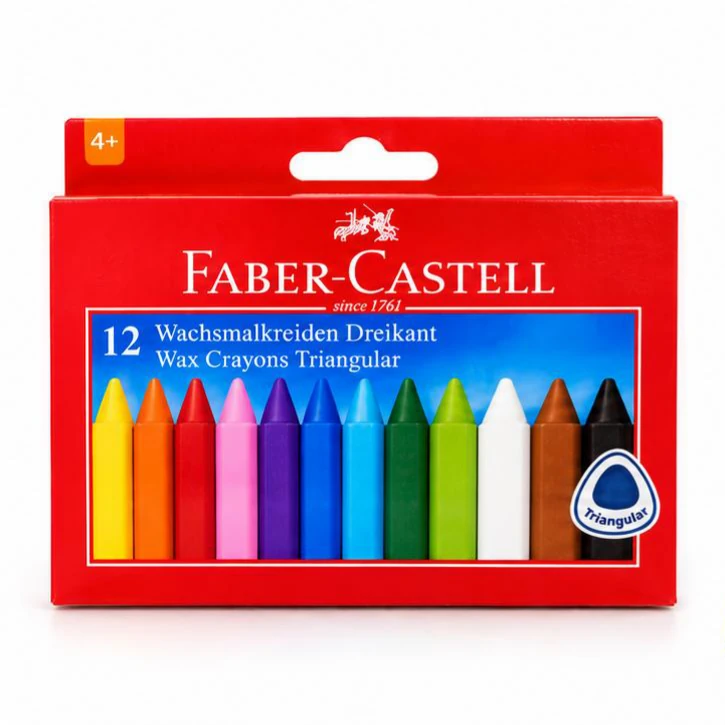 Faber-Castell Triangular Wax Crayons - 12 Colours