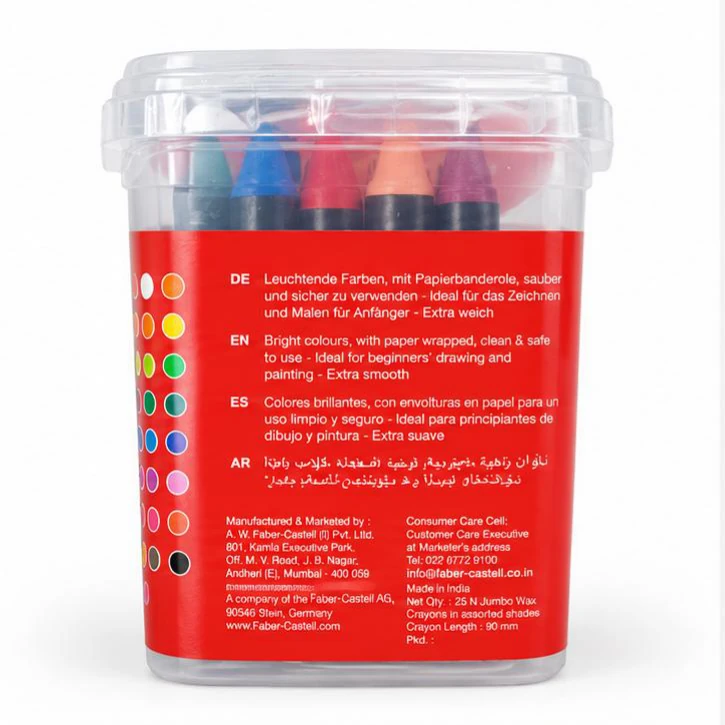 Faber-Castell Wax Crayons - 25 Colours, Tub