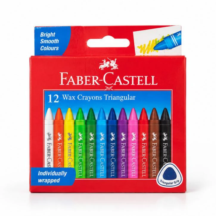 Faber-Castell Wax Crayons - 12 Colours, Wrapped