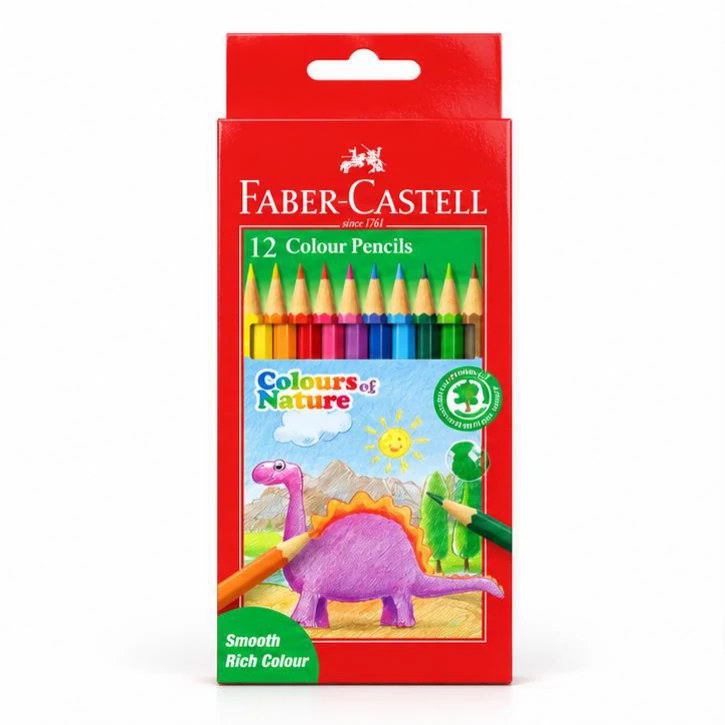 Faber-Castell Colours of Nature Pencils - 12 Colours, Dinosaur Pack