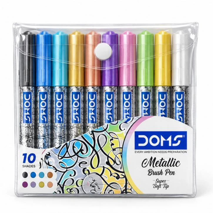 DOMS Metallic Brush Pens - 10 Colours