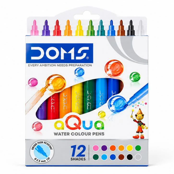 DOMS Aqua Water Colour Pens - 12 Shades