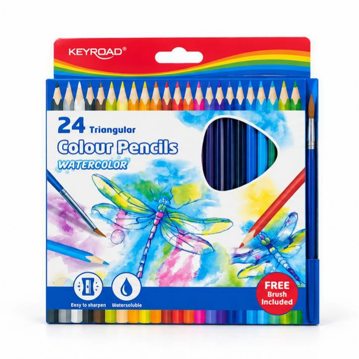 KEYROAD Watercolour Pencils - 24, with Brush