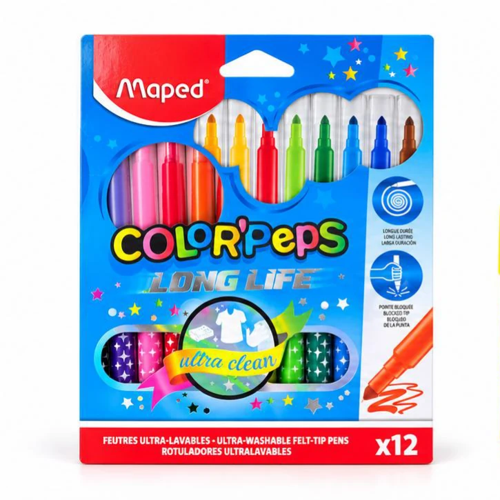Maped Color'Peps Long Life Felt-Tip Pens - 12