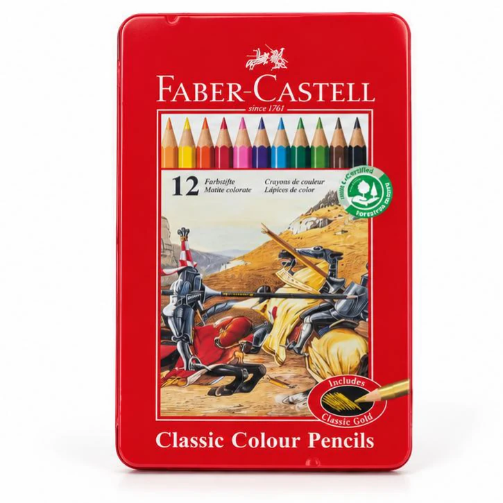 Faber-Castell Classic Colour Pencils - 12, Metal Tin