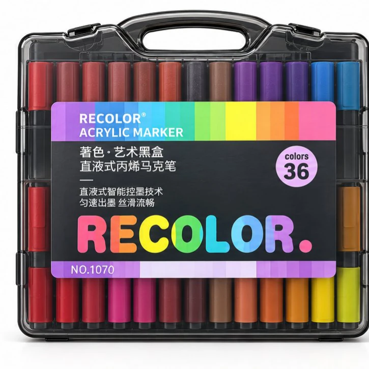 Recolor No.1070 Acrylic Markers - 36 Colours
