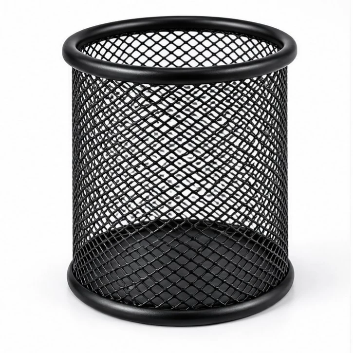 Black Metal Mesh Pen Holder